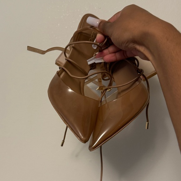 Nude Aldo Clear Strap Up Heels 👠 - Picture 2 of 3
